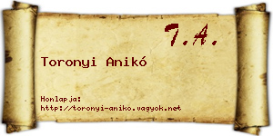 Toronyi Anikó névjegykártya